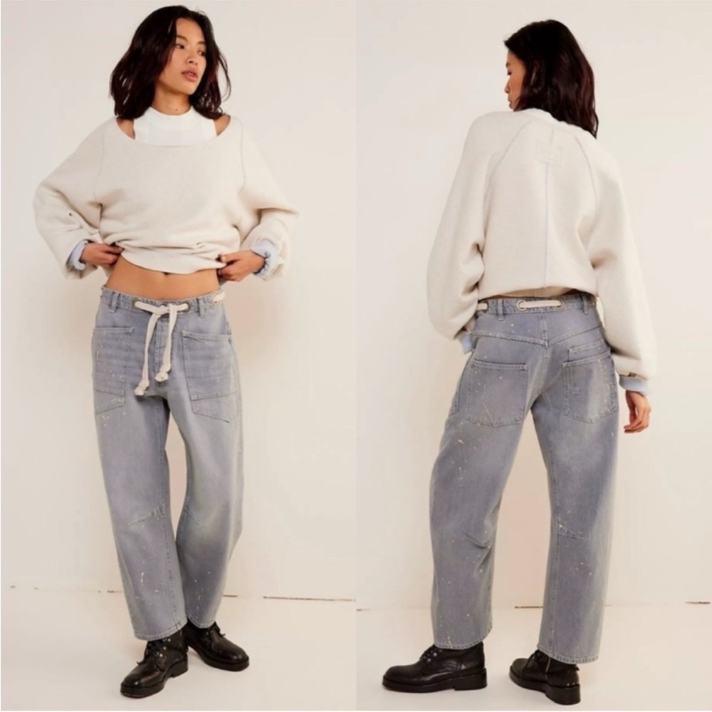 Free People Moxie Slung Pull On Barrel Grey Jeans Size 28 NWOT SOLD-OUT VIRAL - Picture 6 of 16